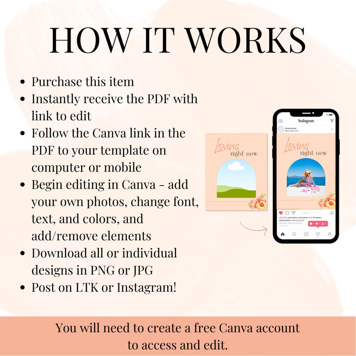 20 Editable LTK Instagram Templates Summer Peach LTK Canva Template ...