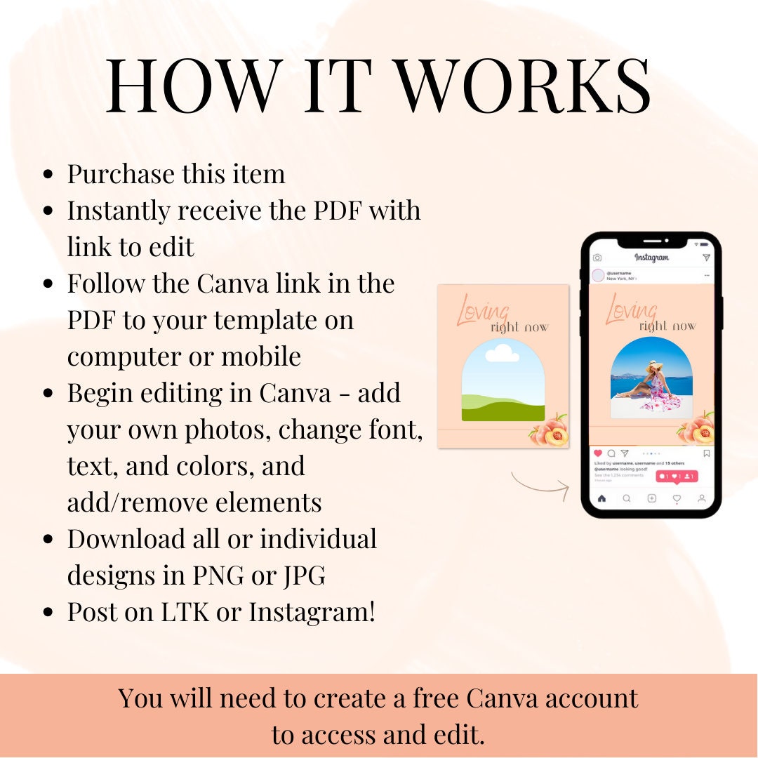 20 Editable LTK Instagram Templates Summer Peach LTK Canva Template ...