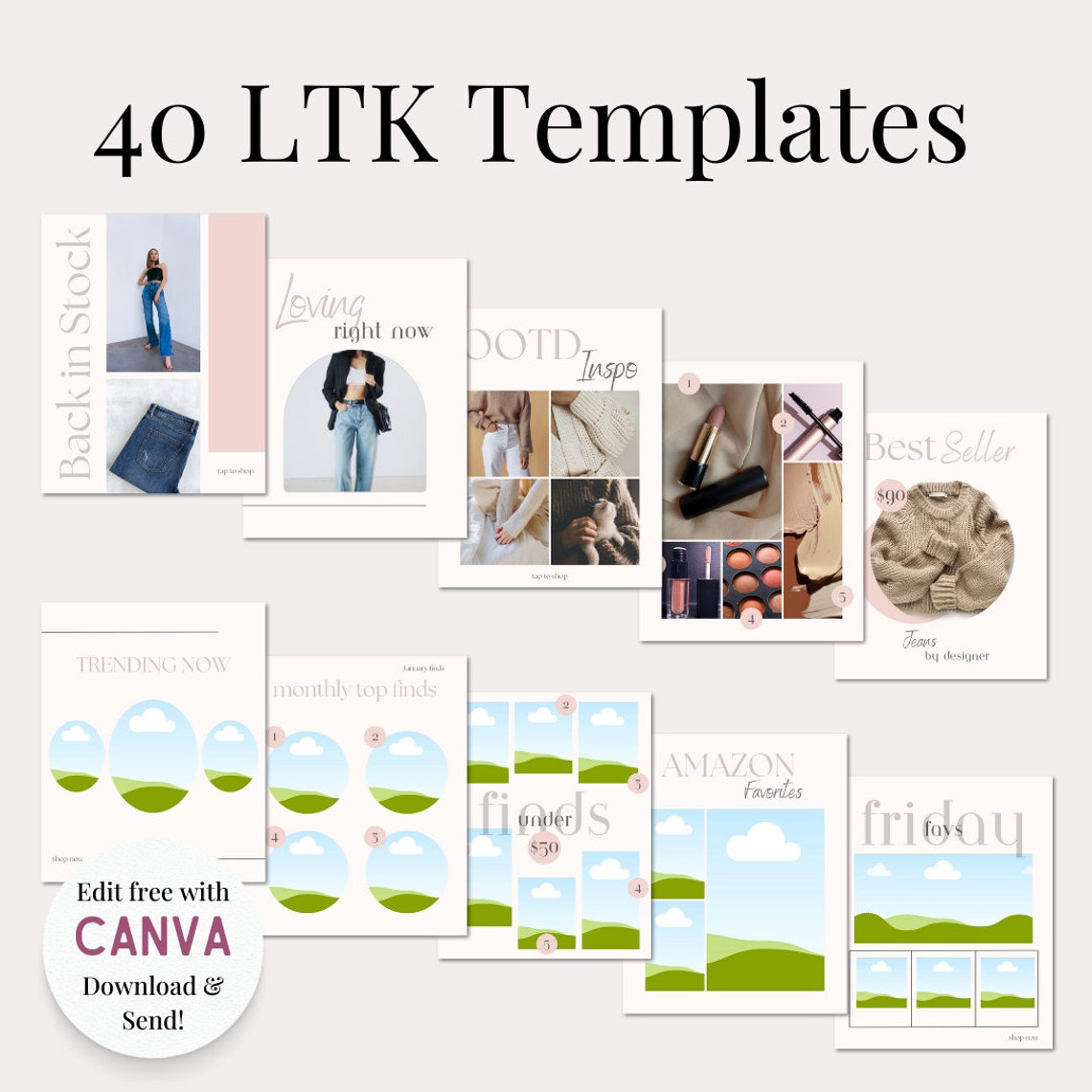 40 Editable Canva LTK Instagram Template, LTK Canva Template, Instagram ...