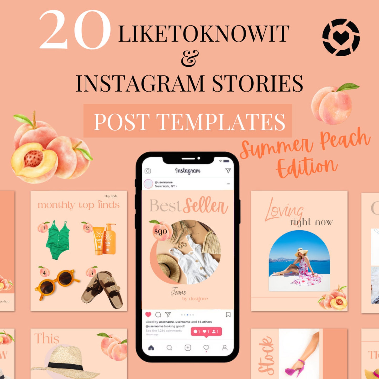 20 Editable LTK Instagram Templates Summer Peach LTK Canva Template ...