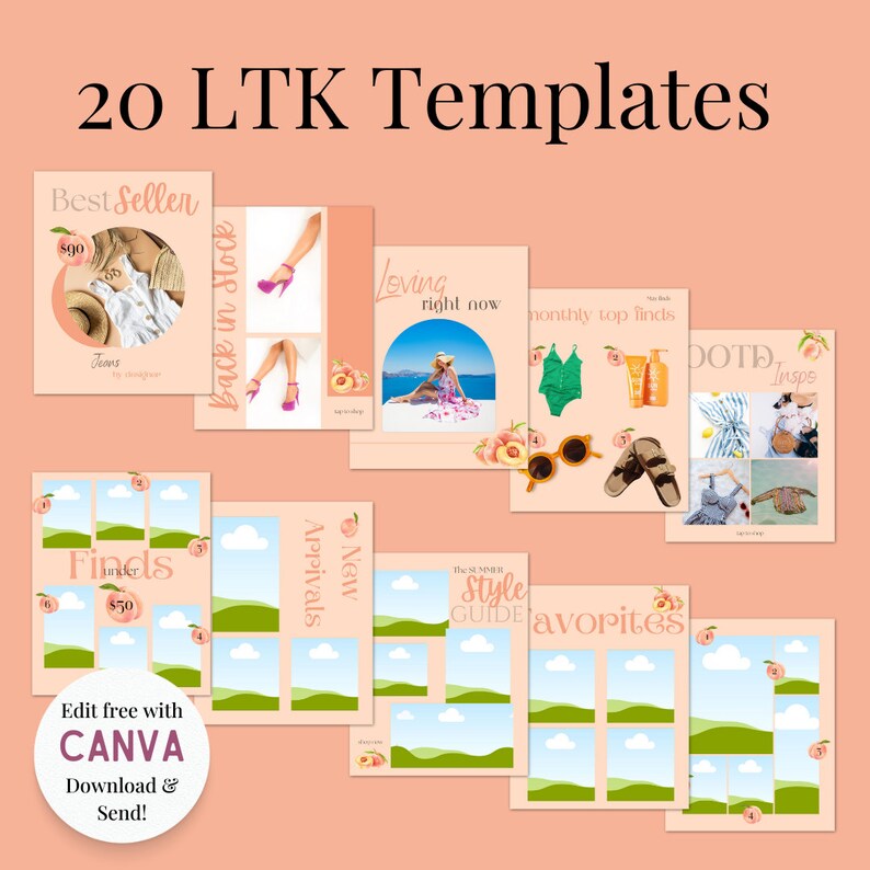20 Editable LTK Instagram Templates Summer Peach LTK Canva Template ...