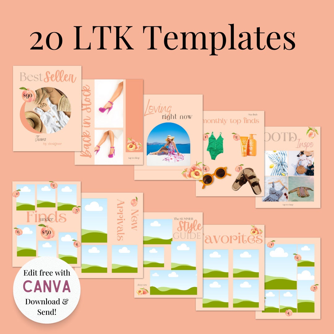 20 Editable LTK Instagram Templates Summer Peach LTK Canva Template ...