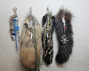 Themed beaded animals tail keychains