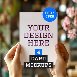 Paquete de maquetas de tarjetas 5x7 Objeto inteligente, Maqueta de tarjetas de felicitación A5, Maqueta de tarjetas de mano, Simulacros de tarjetas minimalistas, Papelería de invitación de boda