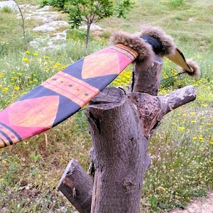 Handcrafted Hupa-Style Paddle Bow | Mediterranean Carob Wood, Sinew-Backed | Authentic Traditional Archery Art