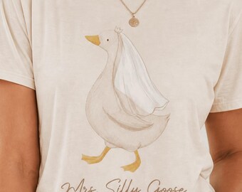 Maglietta per addio al nubilato con scritta "Silly Goose", matrimonio in stile boho vintage (download PNG)