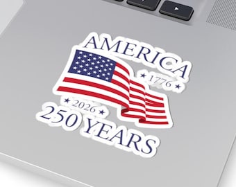 Adesivo fustellato con la bandiera americana per il 250° anniversario