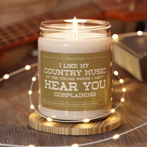 Funny Gift For Country Music Lover, Large 9oz Scented Soy Candle, Birthday Gift, For Mom, For Her, For Him, For Friend, Home Decor
