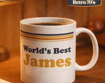 Retro 70s Personalized Ceramic Mug | Custom Vintage Coffee Cup