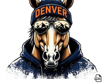Denver Broncos Horse PNG, occhiali da sole, berretto (download digitale)
