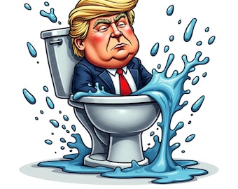 Flush Trump Cartoon PNG, Democrat Resist (download digitale)