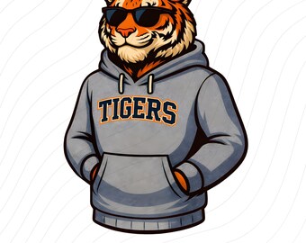 Immagine PNG di una tigre retrò da baseball (download digitale)