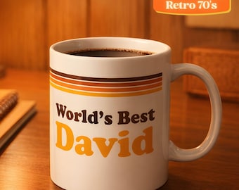 Retro 70s Personalized Ceramic Mug | Custom Vintage Coffee Cup | Birthday Gift