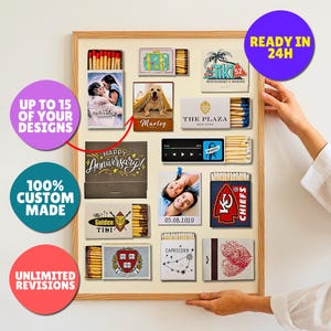 Custom matchbook art, Digital Matches Print, Vintage matchbook prints, Retro matchbox decor, Personalized wall art, Valentine's Day Gift