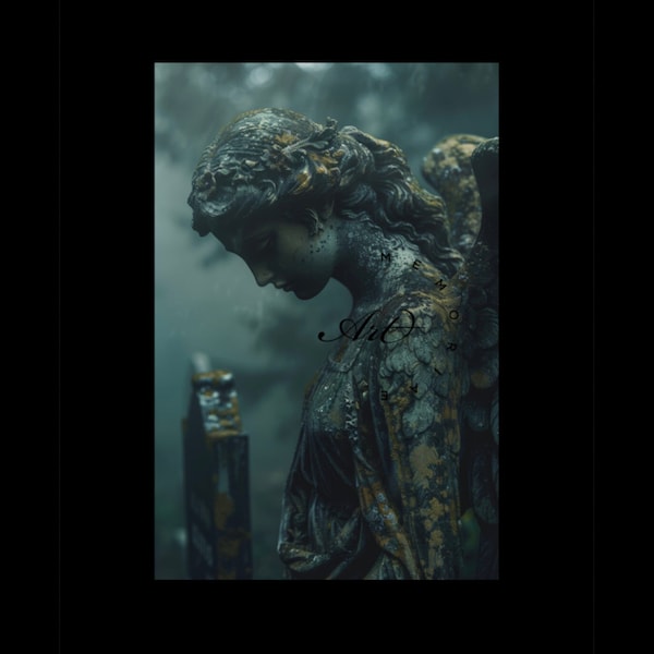 Cemetery Statue, Gothic, Dark mood photography, Angel, Instant Download