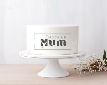 Cake Topper Mockup - White Iced Cake JPEG (Digital Download)