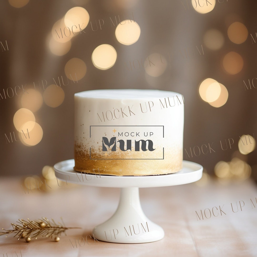 White and Gold Cake Topper Mockup - JPEG Stock Photo (digital Download ...