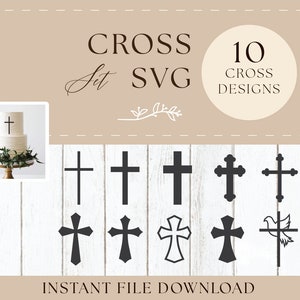 Cross SVG Designs - SVG File, Religious / Cake Topper Digital Download - Cricut / Glowforge File for Laser Cutting - Script Modern Fonts