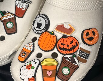 Coffee croc charms - Clogs Drinks pin badges Pumpkin spice Mocha Barista shoe charm