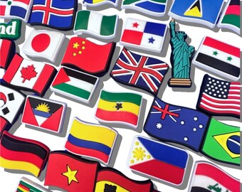 Ciondoli bandiera coccodrillo Nazioni Cultura USA Australia Giamaica Cina Spagna Kenya Ciondoli per zoccoli di scarpe