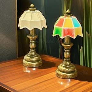 Dollhouse Accessories Simulation American Glass Lamp Children's Miniature Scene Model Mini Color Retro Table Lamp Ornaments
