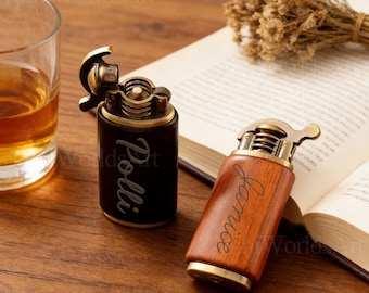 Retro Wooden Lighter, Custom Lighter, Personalized Engraved Lighter, Anniversary Gift, Wedding Gift