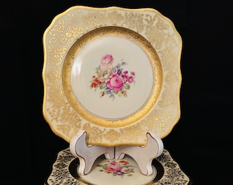 Vintage Hutschenreuther-Selb Bavaria-Edgerton-goud omrande vierkante platen-8