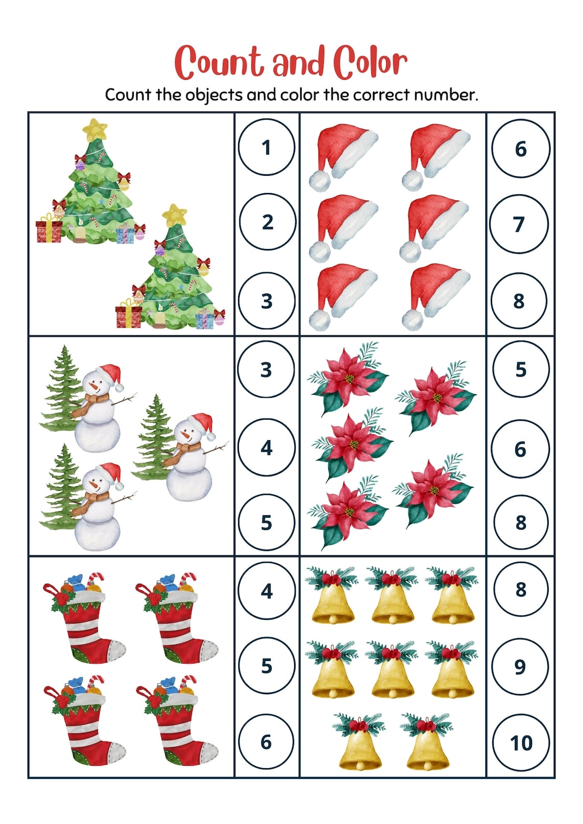 White, Black, and Colorful Counting Math Worksheets for Engaging and ...