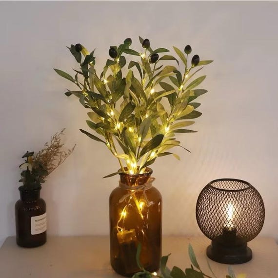 LED Olive Branch Light: Handcrafted Tabletop Decoration