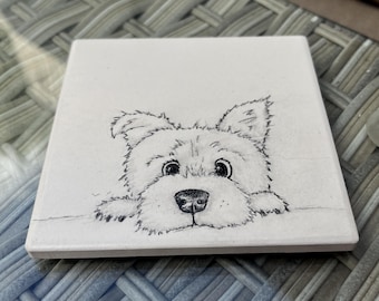 Keramische onderzetter voor puppy's Westie