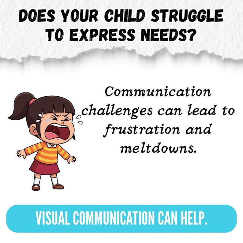 Crying Visual Asd Autism Communication Book | Visual AAC Tool for Non-verbal Kids ...