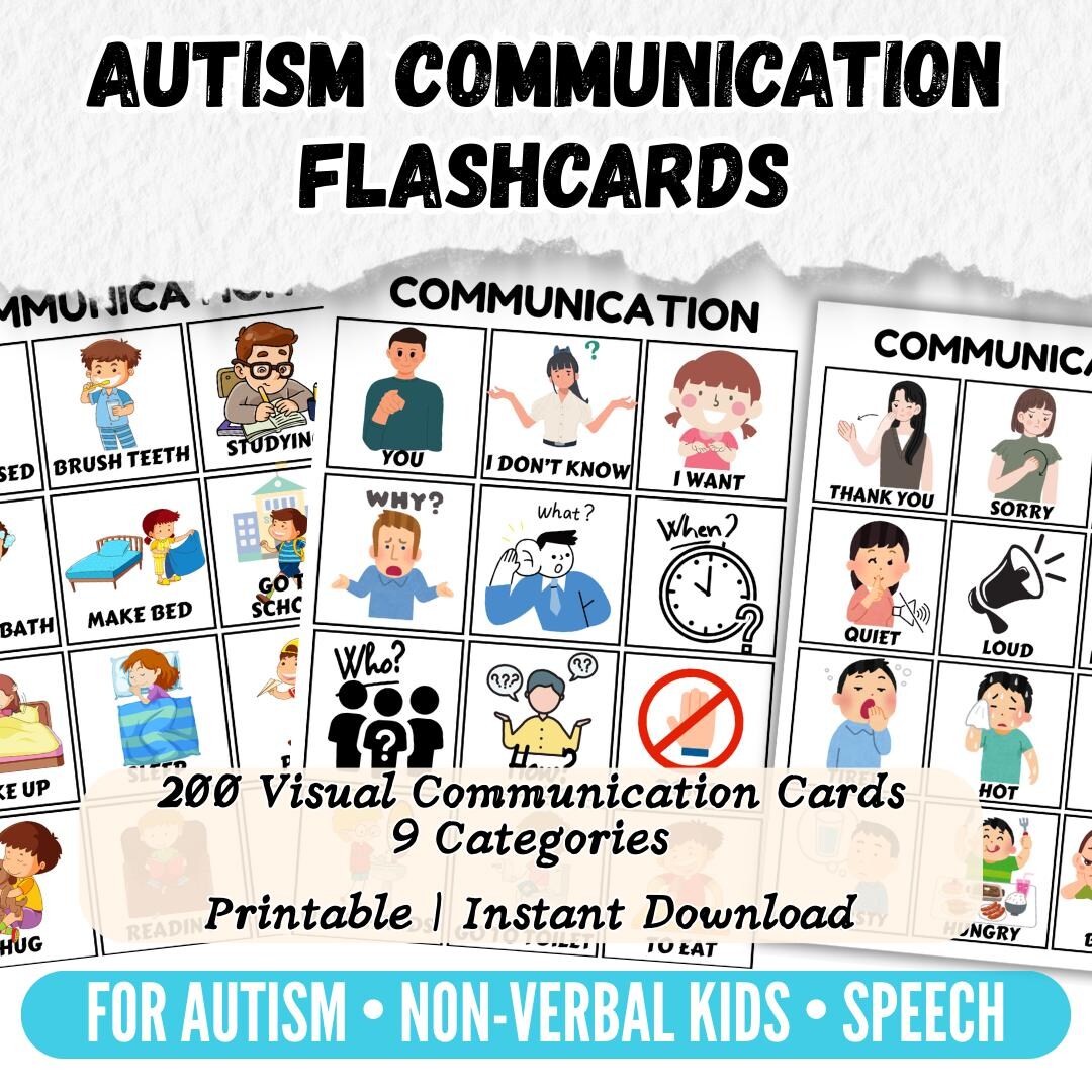 Autism Communication Flashcards | Visual AAC Cards for Non-verbal Kids ...