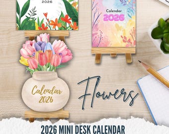 2026 Floral Mini Desk Calendar, Designs (Digital Download)