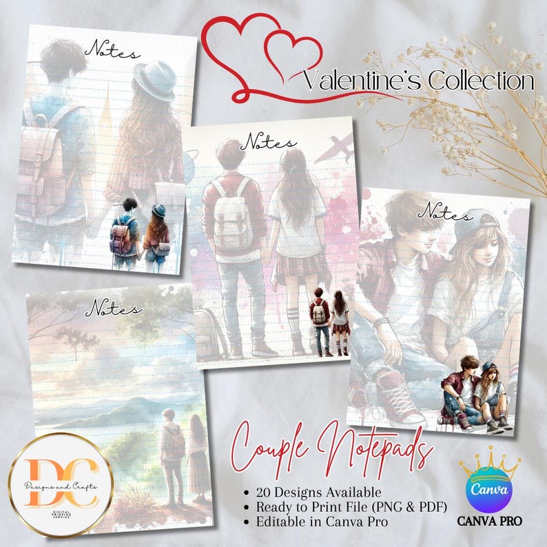 20 Couple Notepad Templates – Aesthetic A6 Digital Download | Printable ...