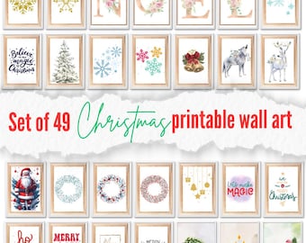 Juego de láminas decorativas navideñas para pared: Decoración navideña para el hogar (Descarga digital)