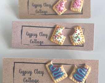 Handmade Mini Poptart Stud Earrings: Polymer Clay Stainless Steel Posts