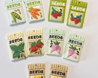Vegetable seed packet earrings