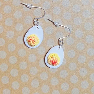 Handmade Polymer Clay Deviled Egg Stud Earrings: Thanksgiving Holiday