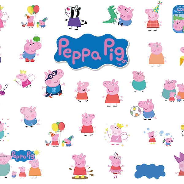 Peppa Pig SVG, Bundle Layered SVG, Layered and Instant download, Svg files for cricut, Peppa Pig PNG..