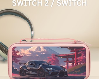 かわいいレーシングカー型キャリングスイッチケースカバー（NS Switch 2 7.9インチ用）、Switch OLED/Switch対応、保護スリーブポーチ、ゲームカートリッジ10個収納可能