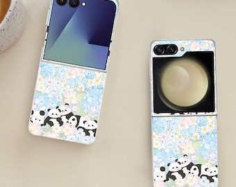 Cute Giant Panda Galaxy Flip Phone Case for Samsung Galaxy Z Flip 7 7FE, Flip  6, Flip 5, Galaxy ZFlip 7 6 5, Shockproof Cover