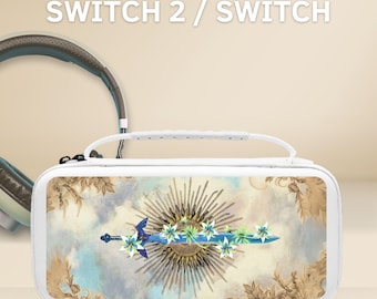 魔法の剣型キャリングスイッチケースカバー（NS Switch 2 7.9インチ用）、Switch OLED/Switch対応、保護スリーブポーチ、ゲームカートリッジ10個収納可能