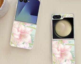 Cute Floral Galaxy Flip Phone Case for Samsung Galaxy Z Flip 7 7FE, Flip  6, Flip 5, Galaxy ZFlip 7 6 5, Shockproof Cover
