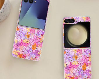 Cute Wildflowers Paint Galaxy Flip Phone Case for Samsung Galaxy Z Flip 7 7FE, Flip  6, Flip 5, Galaxy ZFlip 7 6 5, Shockproof Cover
