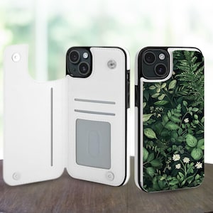Tropical Jungle Aesthetic Wallet Phone Case for iPhone 16 15 14 Pro Max Plus, Galaxy S25 S24 S23 Ultra Plus, Leather Stand Card Slots Case