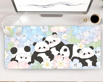 Cute Giant Panda Desk Mat Mice Pad, Large Mouse Pad, Gaming Mousepad Deskpad, Full Size Mice Pad, Desk Matt for Keyboard, Desktop, Laptop