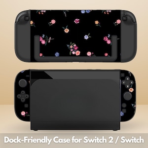 Cute Floral Dockable Protective Switch Case for NS Switch 2 7.9", Switch/Switch OLED, Anti-Scratch, Shock-Absorption Shell Cover