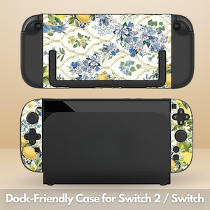 Niedliches altes Blumenmuster andockbares Schutzcase für NS Switch 2 7.9", OLED-Schalter / Schalter, kratzfeste, stoßdämpfende Hülle
