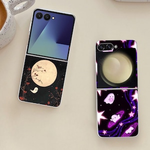 Sött läskigt spöke Galaxy Flip-telefonskal till Samsung Galaxy Z Flip 7 7FE, Flip 6, Flip 5, Galaxy ZFlip 7 6 5, stötsäkert fodral