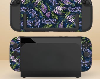 Cute Botanical Art Dockable Protective Switch Case for NS Switch 2 7.9", Switch/Switch OLED, Anti-Scratch, Shock-Absorption Shell Cover